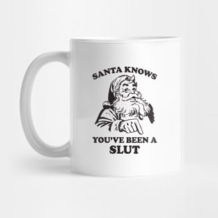 Santa Knows You've Been A Slut Funny Christmas Mug